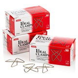 ACCO Brands ACCO Ideal Paper Clamp/Butterfly Clamp, Smooth, #2 Size(Small), 50/Box, 3Pack (150 Clamps Total) (A7072643)