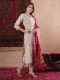 Anni Designer Women'S Cotton Blend Straight Embroidered Kurta With Pant & Dupatta (Dd Beige-Vks07_S_Beige_Small),Beige,S,,,