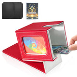 Jaffzora Card Deck Box for MTG Commander, Magnetic Card Display Case,TCG Card Storage Box, Holds 100 Double-Sleeved Cards,Red &