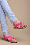 Shoetopia Cross Strap Magenta Flat Sandals For Women & Girls -Eu40,Magenta,7,B0D8QCTFP5