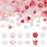 Magibeads 240Pcs Acrylic Flower Beads Caps for Jewelry Making Red Theme AB Color Plated Floral Spacer Bead Bell Trumpet Lily End