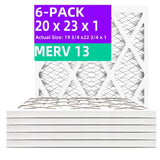 Qingzhug 20x23x1 (6-Pack) MERV 13 Pleated Air Filter (Actual Size: 19.75x22.75x0.75) MPR 1900 & FPR 10, Furnace Air Filters,20x2