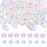 Beadthoven 40pcs Confetti Silicone Beads 9mm/12mm Glitter Round Silicone Focal Beads for Pens Keychain Clear Colorful Dots Rubbe