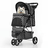 MoNiBloom 3 Wheels Pet Dog Cat Stroller for Small Medium Dogs Cats, Foldable Jogger Stroller w/Storage Basket and Cup Holder, Bl