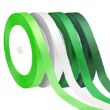 DECYOOL St. Patrick's Day Ribbons, 4 Rolls 100 Yards St. Patrick's Day Ribbons 10mm Wide Green Satin Ribbons for Gift Wrapping a