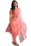 Anni Designer Women'S Rayon Viscose Straight Printed Kurta With Pant & Dupatta (Kolayat Peach_L_Peach_Large),Peach,L
