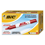 BIC Great Erase Red Dry Erase Markers, Chisel Tip, Dozen