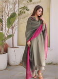 Gosriki Women'S Rayon Viscose Solid Straight Kurta With Pant & Dupatta (Mogul Grey-Gs_4Xl_Grey_Xxxx-Large),Grey,4,B0F13WCD4R