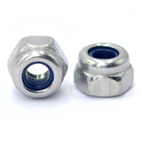100Pcs M3x 0.5mm Nylon Insert Hex Lock Nuts, 304 Stainless Steel Locknuts,Silver Tone