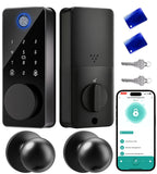 IBLOG Smart Deadbolt Lock with 2 Knobs, 5-in-1 Keyless Entry Door Lock with Fingerprint, APP Control, Auto Lock, IP54 Waterproof