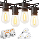 Svater LED Outdoor String Lights 100 FT, Patio Lights with Shatterproof Bulbs, Outside Hanging Light Waterproof for Porch, Deck,