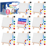 ESRICH 8 Set Mini Acrylic Paint Kit, 5in Mini Stretched Canvas with 7.5in Easel, Acrylic Paint Strips, Paint Palettes, Painting