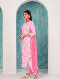 Gosriki Women'S Cotton Blend Straight Printed Kurta With Pant & Dupatta (Mei Pink-Nd-Gs_S_Pink_Small),Pink,,B0D4J896J7