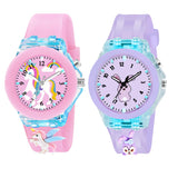 Shocknshop Analog Watch For Kids Combo | 3D Cartoon | 7 Multicolor Led Luminous Lights With Silicone Strap | Unisex Best Birthda
