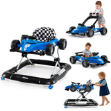 INFANS 4 in 1 Baby Walker, Foldable Toddler Activity Center with Adjustable Height, Padded Seat, Music, Light, Removable Tray, P