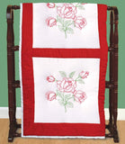 Stamped White Quilt Blocks 18x18 6/Pkg-Long Stem Rose