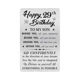 MOQIYXL 29th Birthday Card for Son, 29 Year Old Gifts for Son Engraved Wallet Card