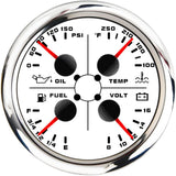 ARTILAURA 4In1 AUTO Gauge Oil Pressure Water Temp 240-33ohm/0-190ohm Fuel Gauge Volt 85mm 3 3/8 Multifunctional Electric Meter f