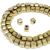 Chengmu 8mm Cube Gold Glass Beads for Jewelry Making 180pcs Faceted Square Crytal Spacer Beads for Bracelet Necklace Earring