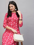 Anni Designer Women'S Cotton Blend Straight Printed Kurta With Pant (Vaagdevi Pink-Nw_S_Pink_Small),Pink,S,,,
