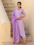 Anni Designer Women'S Rayon Blend Printed Straight Kurta With Pant & Dupatta (Welco-Purple-Nw_3Xl_Purple_Xxx-Large),Purple,3XL,,,