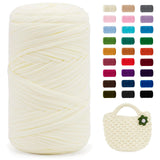 JeogYong T-Shirt Yarn, 400g/131 Yards Elastic Fabric Crochet Cloth T Shirt Yarn, Thick Hand Knitting Polyester Fabric Ribbon for