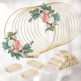 GUDELAK 12Pcs 12 Inch Floral Hoop Centerpiece Table Decorations, Metal Gold Center Pieces Decoration for Table with Wood Base, T