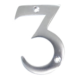 RCH Hardware 2273SC075 | Solid Brass 3 Tall House Number 3, Satin Chrome Matte Silver Matching Screws Included