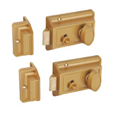 SUMBIN Night Latch Deadbolt Rim Lock with 2 Keys Fit Most of The Entry Antique Door in Gold Finish 2 Sets
