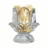 Decorative Glass Toothpick Holder with 450 Bamboo Toothpicks