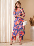 Anni Designer Women'S Rayon Blend Straight Printed Kurta With Pant (Kalol Blue_Xl_Blue_X-Large),Blue,XL,,,