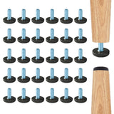 WAFJAMF 32 PCS M6 Thread Adjustable Furniture Levelers Screw in Threaded, Adjustable Levelers Feet Screw On Furniture Glide Leve