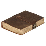 Leather Travel Journal for Men & Women, Deckle Edge Paper & CLock Closure (Brown, 7 x 5)