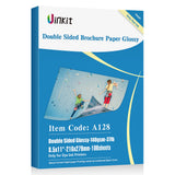 Uinkit 100 sheets Photo Paper Glossy Double Sided 8.5x11 Inkjet 37lb 140gsm Dye ink Thin Photo Picture Flyer Calendar Magazine C