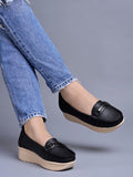 Shoetopai Women'S Black Comfort Loafers Soft Faux Leather Slip-On Shoes With Cushioned Sole Casual Footwear Eu38,Black,5,B0DFVFM22L