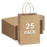 BagDream Kraft Paper Gift Bags 25Pcs - 5.25x3x8 Inches Small With Handles for Party Favors, Shopping - Brown Paper Sacks