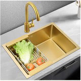 Bar Prep Sink Kitchen Sink 21.6x15.7 Inch Stainless Steel with Faucet RV Sink Utility Room with Gold Drain Strainer Stopper, Sin