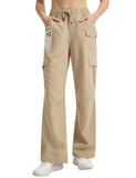 Women's Cargo Hiking Pants 30 Lightweight Casual Quick Dry Straight Leg Camping Travel Pant for Work Golf with Multi-Pocket(Khak