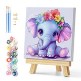 Natuyalo Framed Paint by Numbers on Canvas Elephant and Flowers Acrylic Paint by Numbers Kits for Adults Beginner Animal Picture
