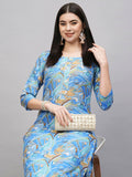 Anni Designer Women'S Cotton Blend Straight Printed Kurta With Pant (Uop Sky Blue-Nw_L_Sky Blue_Large),Sky Blue,L,,,