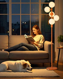 Lightdot 5-Globe Dimmable Globe Floor Lamp Orange Retro Standing Lamps with 5Pcs 3000K G9 Bulbs Stepless Brightness Adjustable M