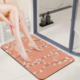 Front Door Mat Outside 20x32 Absorbent Entrance Diatomaceous Earth Bath Mat Non-Slip Rubber Entry Peach Red Pattern Doormat Quic