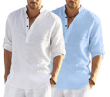Bellstone Men'S Cotton Blend Solid Regular Dress Shirt (Kurta800Combo_White_Skyblue_Xl Sky Blue