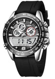V2A MenS Multifunction Analog-Digital Sports Watch - Dual Display, Quartz Movement, Zinc Alloy Case, Stopwatch, Alarm, 30M Water