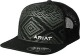 Ariat Mens Aztec Black Flat Bill Cap, One Size