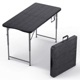 4 Feet Foldable Table Adjustable Height with Built in Handle, Steel Legs | Heavy Duty Portable | Perfect for Party, Dining, Wedd