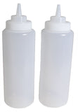 SET of 3, 32 Oz. (Ounce) Large Clear Squeeze Bottle, Condiment Squeeze Bottle, Open-tip, Wide Screw-on Spout, Polyethylene Durab
