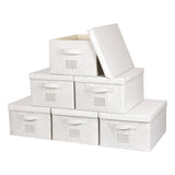 Large 17x12 Quart Collapsible Stackable Storage Bins with Lids, 6 Packs Off White Fabric Closet Boxes with Lids, Storage Cub