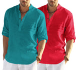 Bellstone Men'S Cotton Blend Solid Regular Dress Shirt (Kurta800_Combo_Rama_Red_Xl