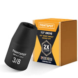 TIGHTSPOT 1/2 Inch Drive 3/8 Inch Shallow Impact Socket with Anti-Rounding 6 Point Design, Heat-Treated CRV Steel